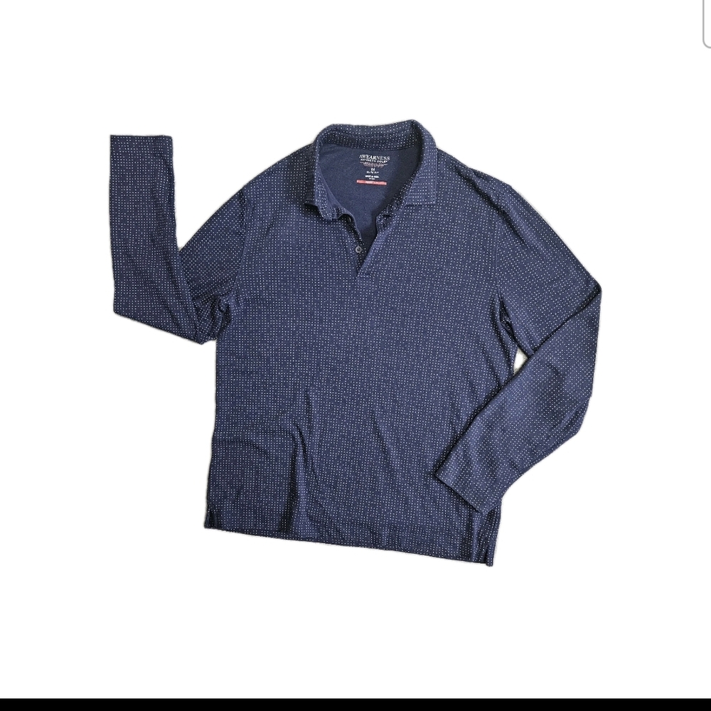 Kenneth Cole Awearness AWEAR-TECH Men’s Polka Dot Navy Slim Fit Polo Shirt Sz M